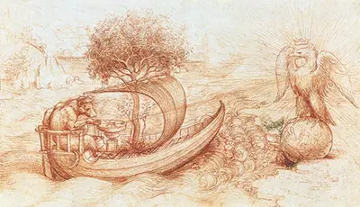 Allegorie van boot, wolf en adelaar Leonardo da Vinci